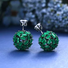 Роскошные Мода Джейн Келли Топ AAA кубического циркония зеленый камень большой шар серьги гвоздики для женщин