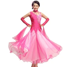 Новые Элегантные Для женщин Стандартный Костюмы для бальных танцев длинное платье, Танго/Вальс/фокстрот сценическая Одежда для танцев, профессиональный конкурс костюм