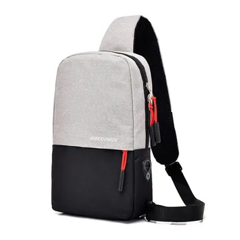 

USB Chest Bags Fashion Men Canvas Small Shoulder Messenger Bag Men Casual Crossbody Bags High Quality Shoulder Phone Bag B312