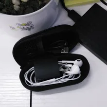 Черный PU Кожаный Чехол Чехол Для Хранения Сумка Хранения Наушников Сумка Для Небольших Электронных Устройств
