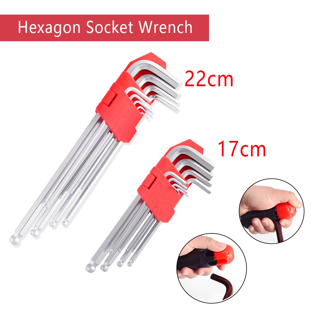 

9pcs 17cm/22cm High-carbon Steel L-Shape Hex Key Repair Tool Powerful Type Allen Wrench Set Middle Ball Head Allen Key Hand Tool