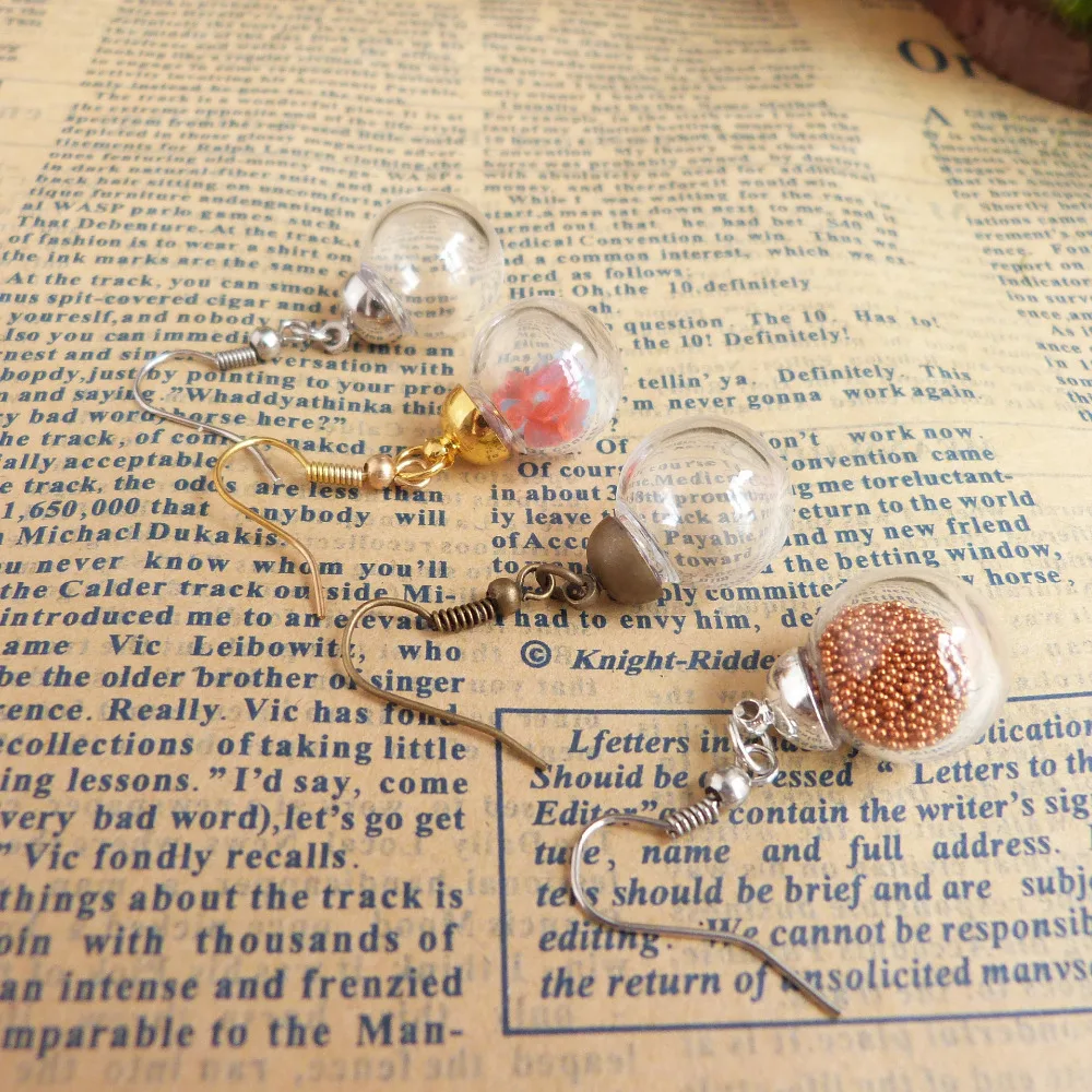 

5pairs-- 6/8/10/12/ round clear glass bottle(epmty vial)+earring -color option