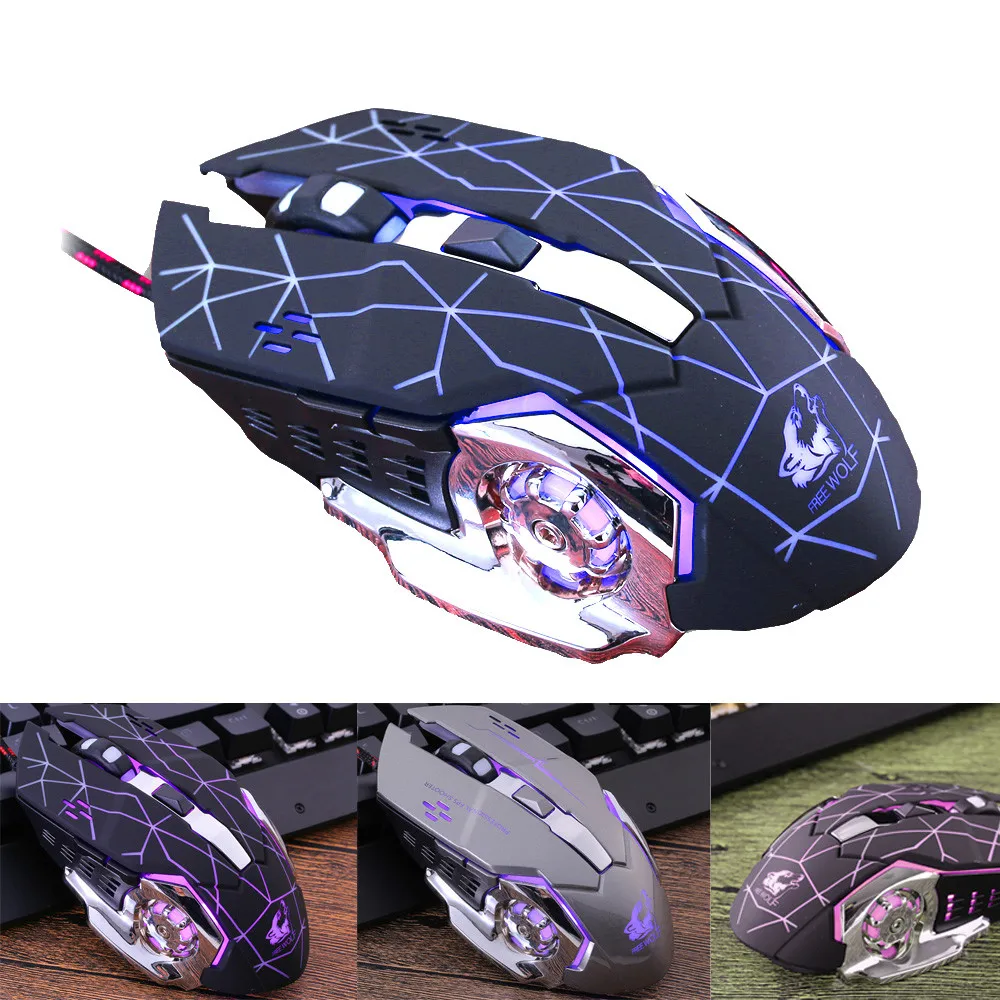 Проводная USB мышь VOBERRY 4000DPI 6 кнопок оптическая светодиодная эргономичная игровая