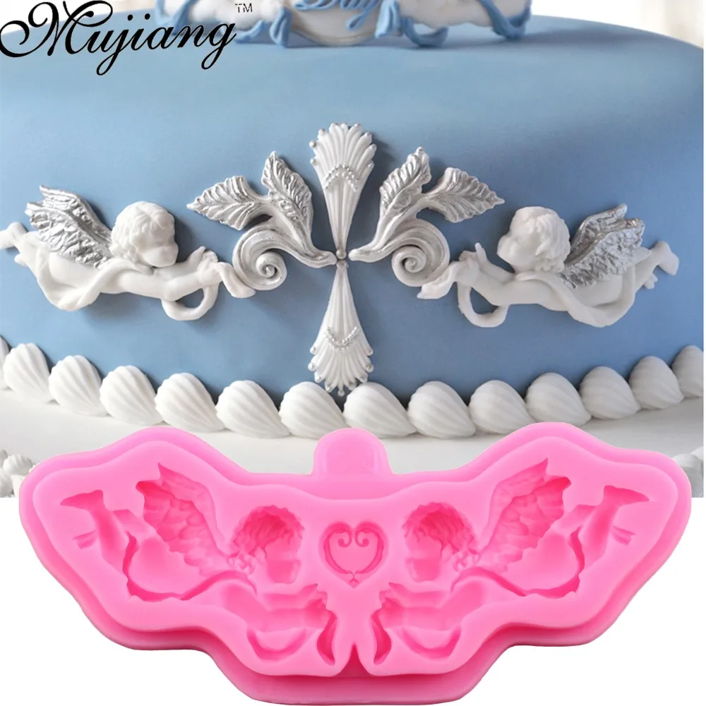 Mujiang DIY European Relief Angel Dry Pace Silicone Molds Wedding Cake Border Fondant Cake Decorating Chocolate Clay Molds XL280 Mujiang DIY European Relief Angel Dry Pace Silicone Molds Wedding Cake Border Fondant Cake Decorating Chocolate Clay Molds XL280
