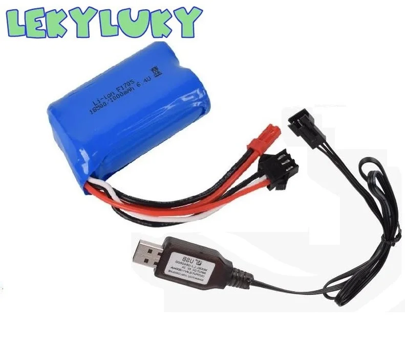 Литий-ионный аккумулятор LEKYLUKY wltoys A303 A313 A323 A333 1/12 R/C грузовик 6 4 В 1000 мАч зарядное