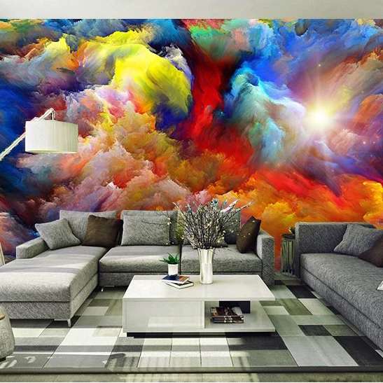3D photo wallpaper 3D European abstract painting sofa TV