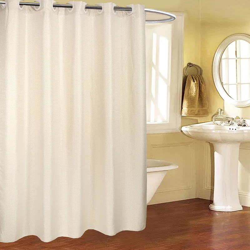 

Modern Waterproof Polyester Bathroom Curtain With Hooks Solid Thick Mildew Resistant Bath Curtain High Quality Shower Curtains