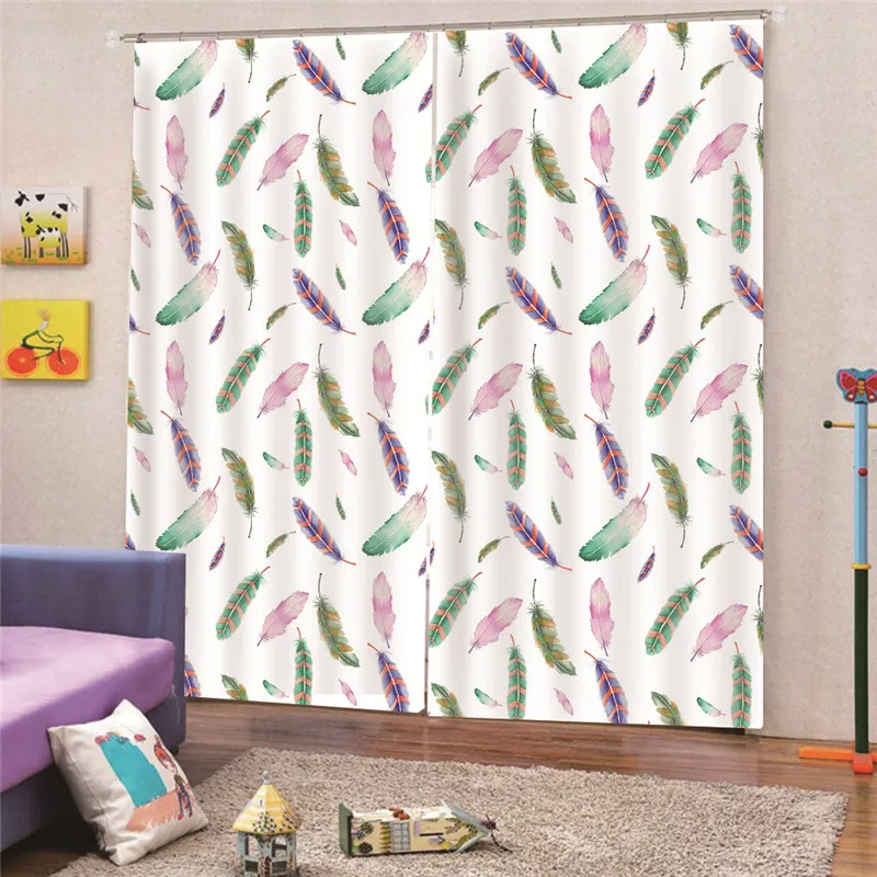 

3D Digital Print Leaves Blackout Curtains For Living Room Kids Room Bedroom Curtain Girls Cartoon Window Fabric Custom Made M20