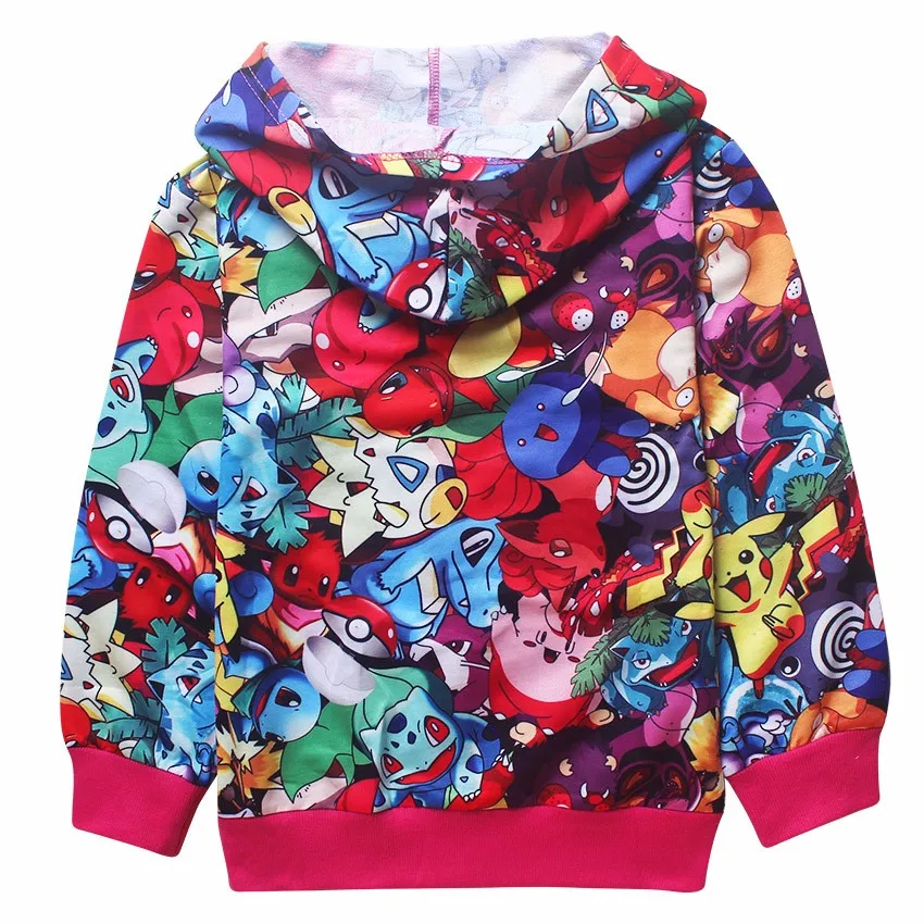 Весна-осень г.; толстовки с капюшоном на молнии для мальчиков и девочек «Pokemon go»; пальто с моаной; Осенняя теплая куртка для девочек; детская одежда