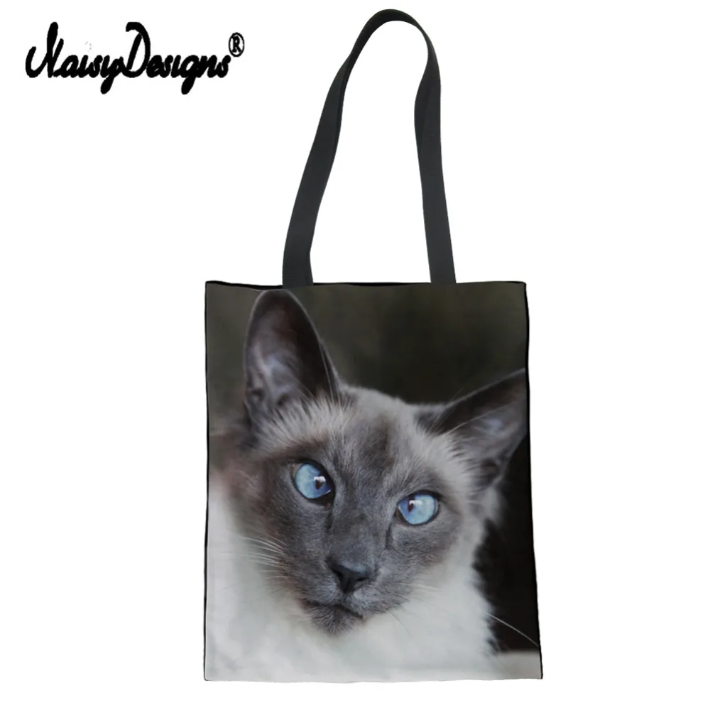 Siamese Cat Print женская сумка для покупок сумки на плечо Экологичная сумка для магазина сумки для книг подарки для лучшего друга дропшиппинг