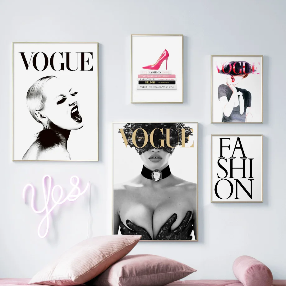 Vogue Сексуальная девушка на высоком каблуке книга настенная Картина холсте модные