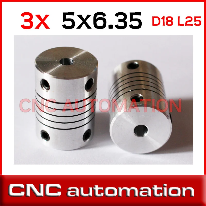 3pcs 5mm to 6.35mm Flexible Shaft Coupler 5*6.35mm Flex Shaft Coupling