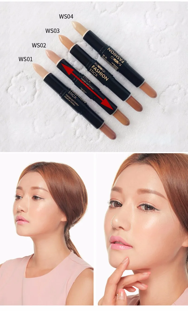 12 шт./лот MYG бренд contour stick двойной контур+ Выделите осветляет крышка Корректоры для лица Тени для век Косметическая пудра шелкопряда Макияж Уход за лицом