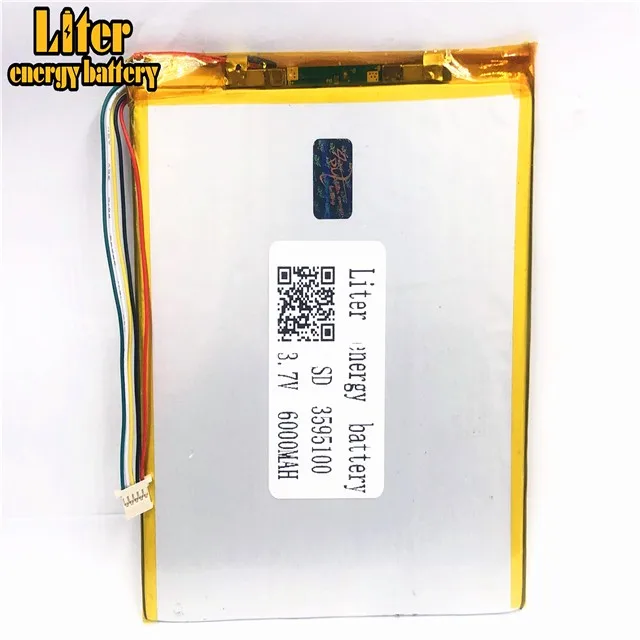 1,0 мм 5pin pc-коннектор 3,7 V 3595100 6000mah аккумуляторная батарея lipo Солнечная зарядка для литиевого аккумулятора литиевая батарея планшетный ПК