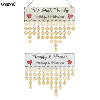 

DIY Wood Colorful Work Hanging Calendar Planner Family Friends Birthday Special Date Sign Mark Reminder Board Home Decor Gift