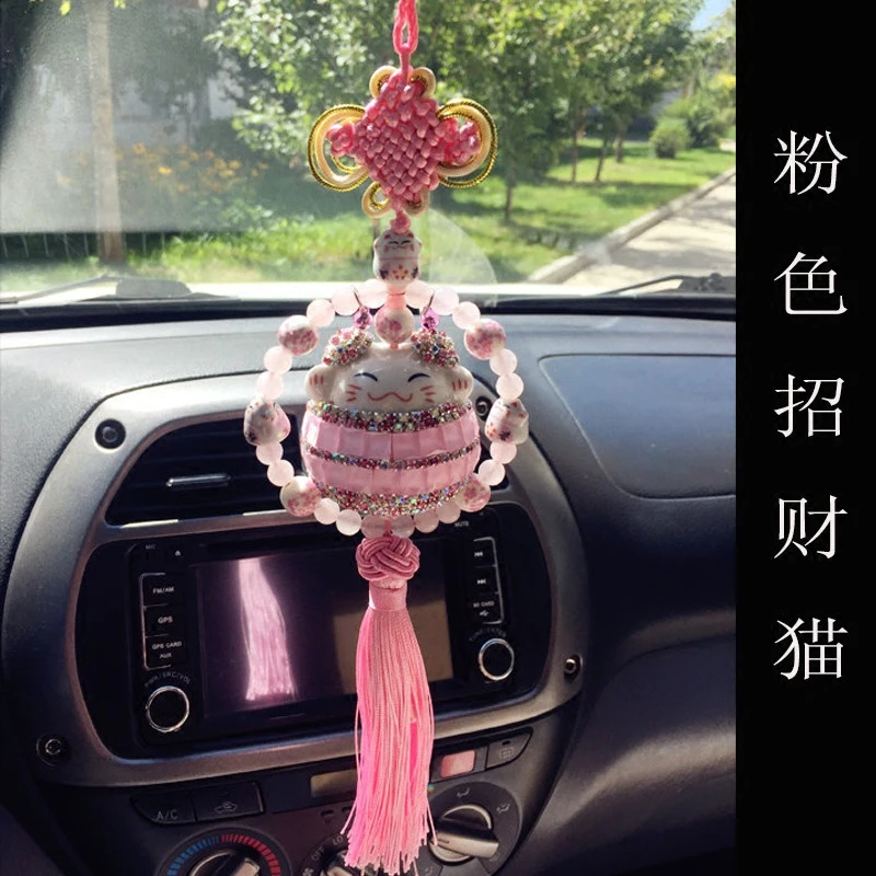 Китайский керамический подвесной кулон Maneki Neko в виде кошки, украшение для интерьера автомобиля, автомобильные аксессуары