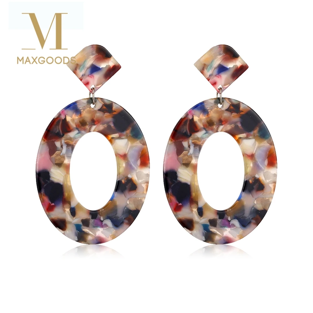 

Fashion Trend Acrylic Resin Oval Dangle Earrings For Women Geometry Big Circle Earrings Acetate Brincos Jewelry