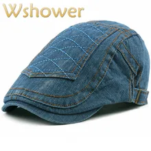 Джинсовые козырьки для женщин Вышивка Регулируемые Женщины Жан Берет старинные Плющ плоская крышка осень утконоса остроконечные шапка Перевозка груза падения