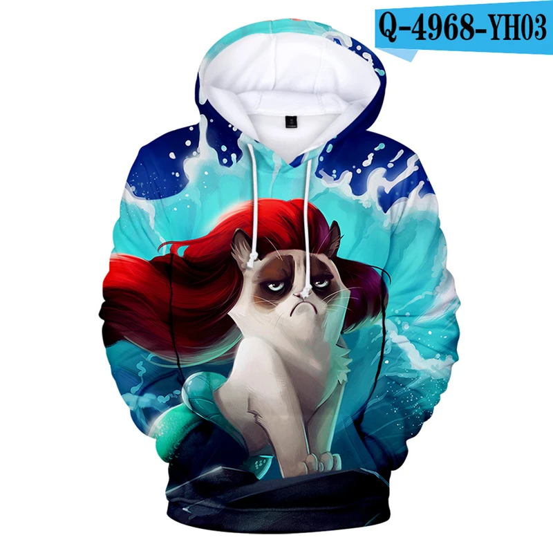 

3D Hoodie Grumpy Cat Print Funny Animal Sweatshirts Hoody Clothing Printed Hoodies Women Moletons for Kid Long Sleeve 3d Clothes