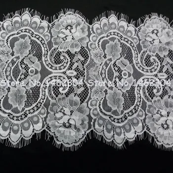 

Unique Eyelash African Lace Fabric White/Black High Quality Lace material 30*300CM per pcs, 5pcs/lot
