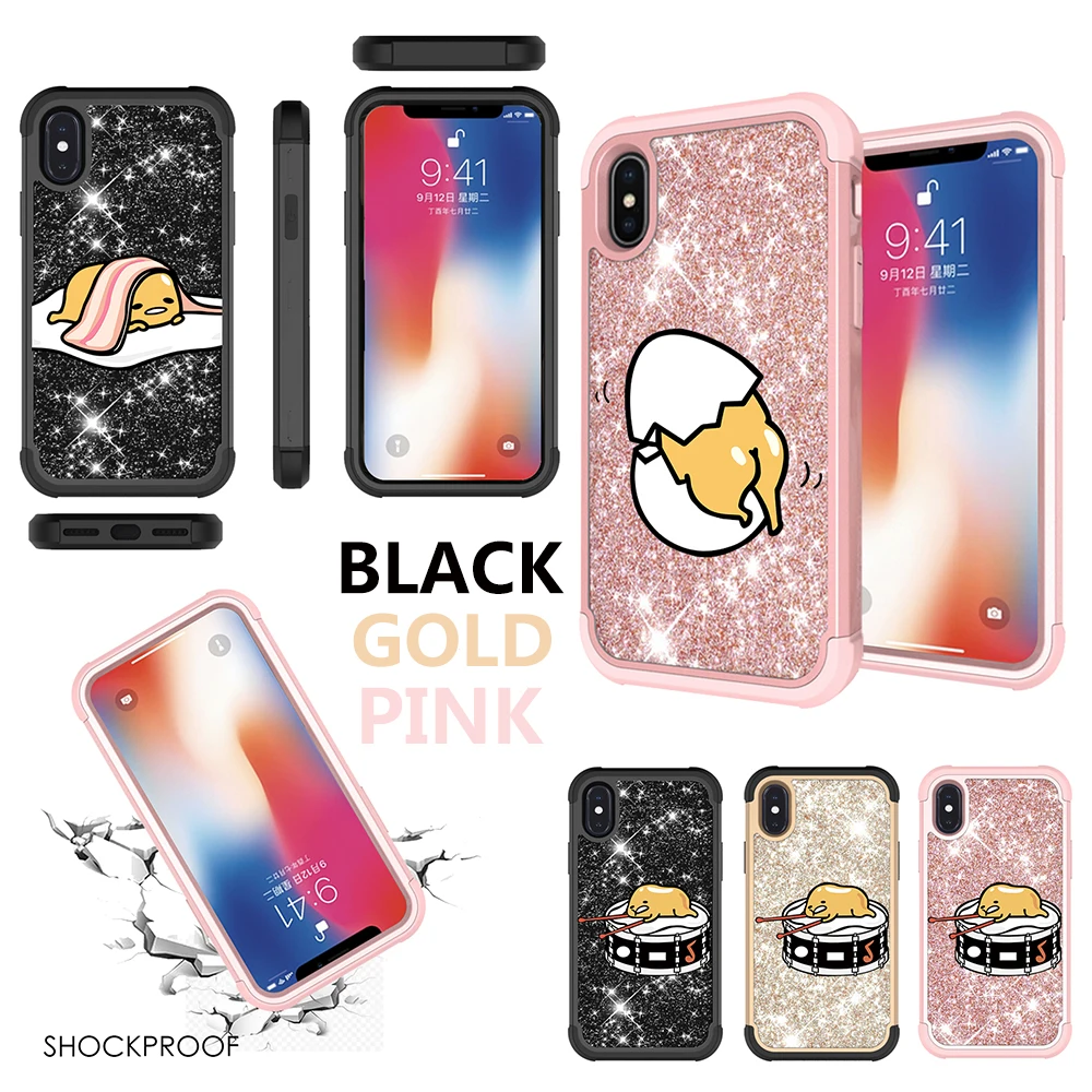 For iPhone X XR XS MAX Samsung Galaxy S9 Plus Note 9 Lovely Cartoon Lazy Egg Gudetama Bling Fashion Protective Phone Case Cover | Мобильные