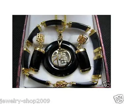 

Jewelry Green Jade Pendant Necklace Earrings sets >>18K gold plated watch wholesale Quartz stone CZ crystal