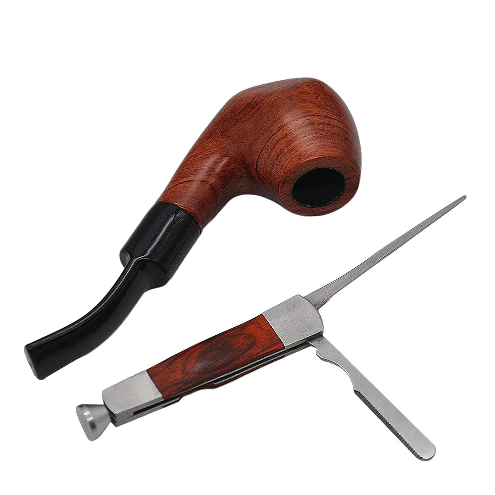 

Tobacco Smoking 3in1 Red Wood Stainless Steel Pipe Cleaning Reamers Tamper Tool Home Garden Decorative Supplies Tool