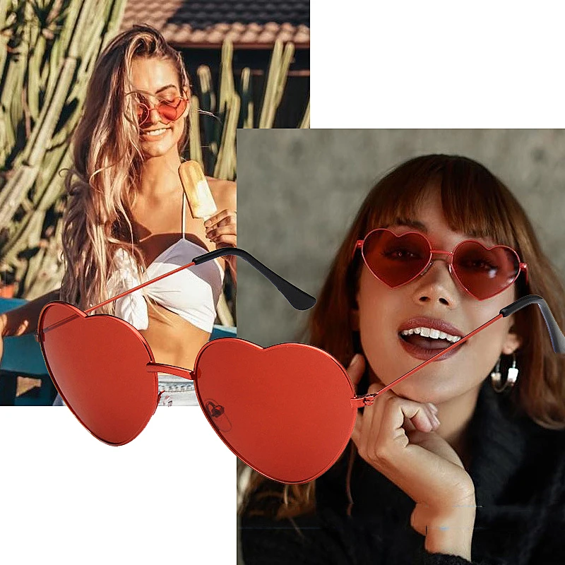 

Ladies Heart Shaped Sunglasses Women Metal Frame UV400 yuanzhiweilai Brand Designer Cat Eye Sun Retro glasses