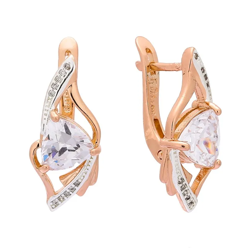 

Korean Women Drop Earrings 2018 New Fashion Earring Trendy 585 Gold Color Jewelry Office Luxury Heart Cubic Zircon Earrings
