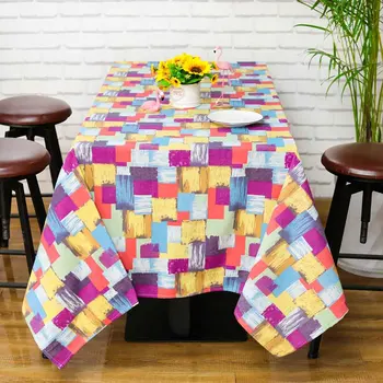 

Graffiti Colorful Table Cloth Painting Plaid Decorative Rectangle Table Cover Soft Cotton Linen Tablecloth Home Kitchen Decor