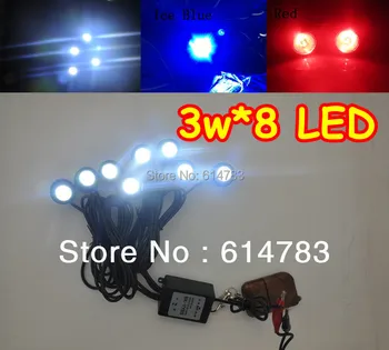 

High Power 3wx8 led flash strobe Eagle Eye rear revese back DRL Lights, with 16 Mode remote strobe flasher controller