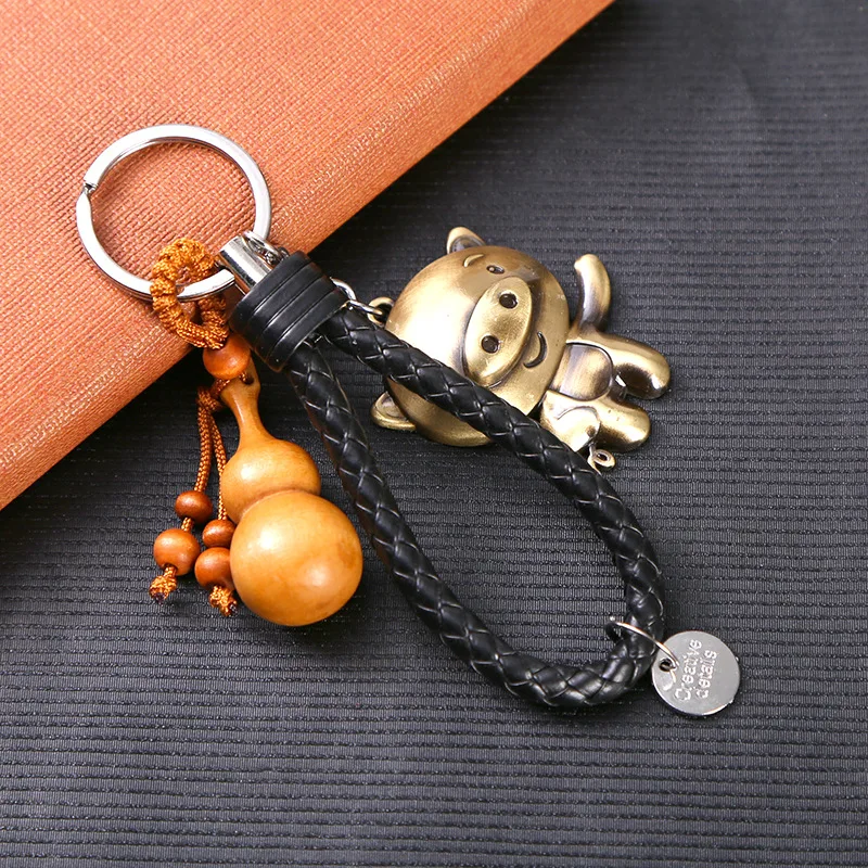Retro Cute Metal Alloy Zodiac Keychain Cock Horse Monkey Dog,Pig Key Chain Leather Rope Key Ring Auto Bag Charm Pendant Llavero Retro Cute Metal Alloy Zodiac Keychain Cock Horse Monkey Dog,Pig Key Chain Leather Rope Key Ring Auto Bag Charm Pendant Llavero