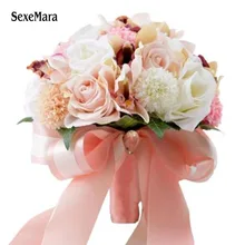 SexeMara искусственная Роза шелк свадебный букет цветы Свадебные букеты De Mariage