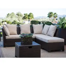 Высокое качество плетеная уличная мебель высокий задний ротанговый диван