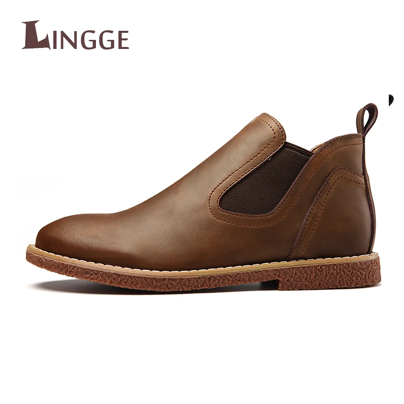 black Hommes Chaussures Masculina Vintage En Bottes Style Top dark Marque Brown Chelsea Nouveau Cuir Green Pour Qualité 2018 Bota trdxoCshQB