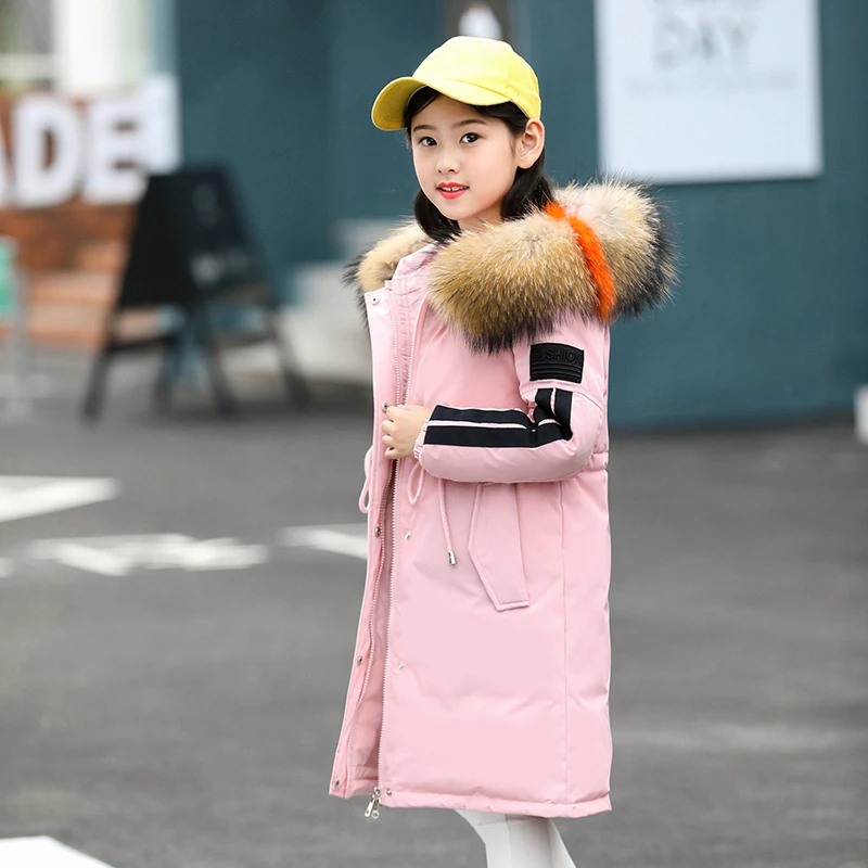 

-30 degrees Girls&Boys 85% white duck down Outerwear & Coats Winter Children Warm Clothes multicolour Fur Collar Jacket 3-16 Y