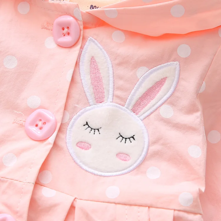 5 Bibihou Baby Girls Jacket Clothes 2017 Spring Cotton Sweet Newborn Bow Cartoon Rabbit Hooded Windbreaker For Jackets & Coats