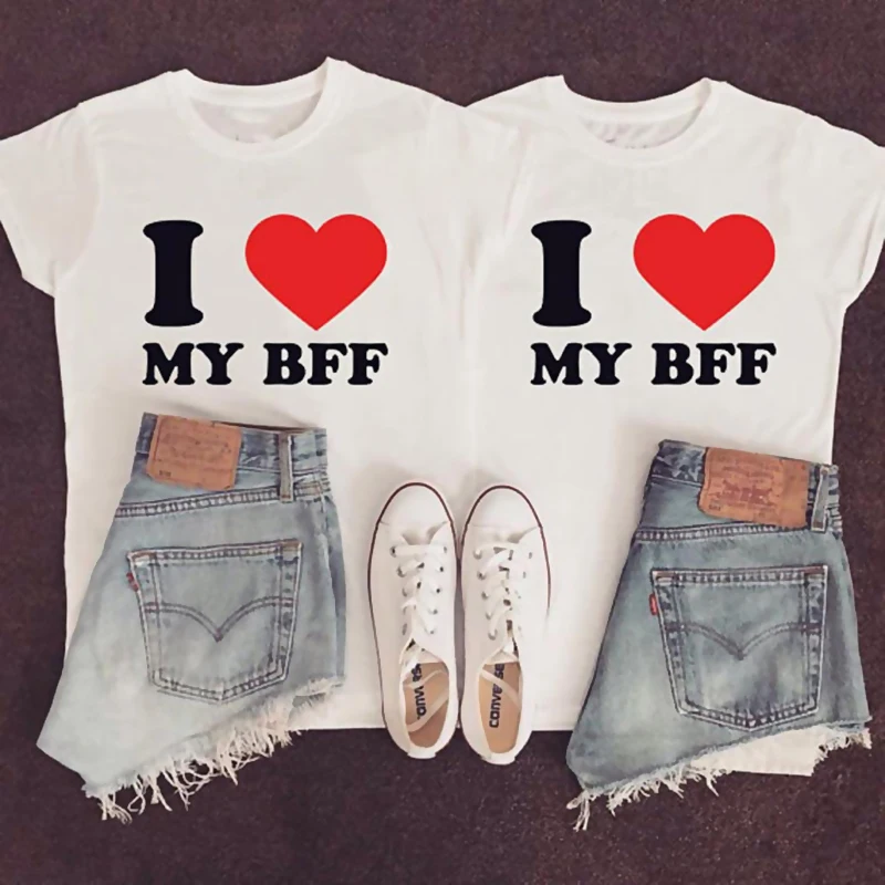 EnjoytheSpirit I Love My Bff RED Heart for Adults Sister Tshirts Best