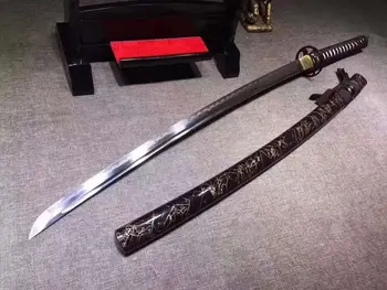 

Handmade Samurai Katana Japanese Sword Saber T10 Clay Tempered Steel Blade 65HRC Full Tang Can Be Cut Bamboo