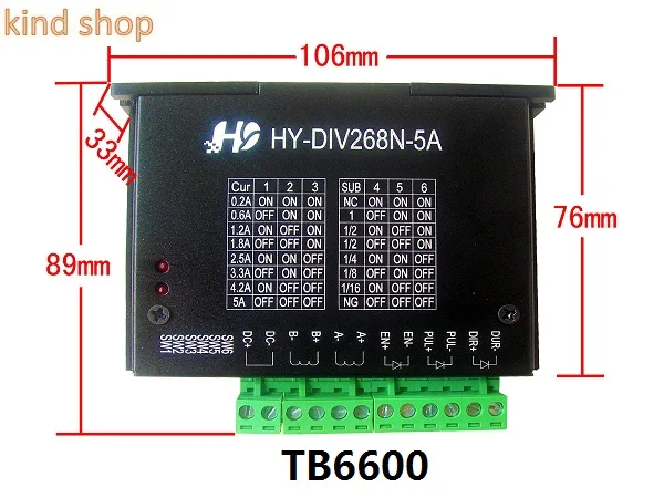 

New CNC Single Axis TB6600 HY-DIV268N-5A 0.2 - 5A Two Phase Hybrid Stepper Motor Driver Controller
