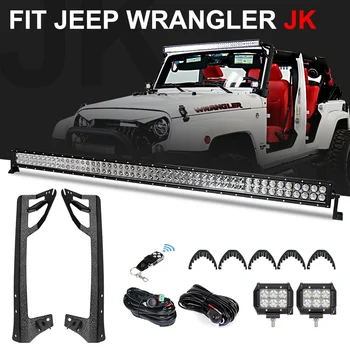 

1 x 52 inch 300W Offroad LED Light Bar Combo Beam + 2 x 18W LED Work Light Flood Beam + Mounting Bracket for Jeep Wrangler JK