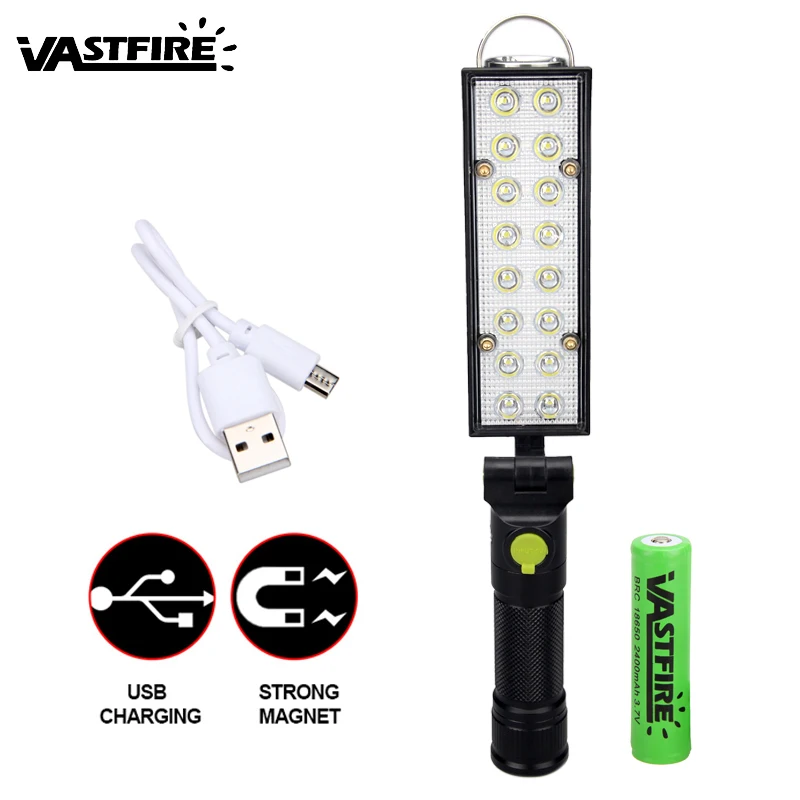 

Portable 5 Mode 16 LED Foldable Lanterna Flashlight USB Rechargeable Rescue Beacon Flash Light Police Magnetic Work Light Torch