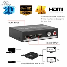 ACEHE Premium HDMI 1*2 1080P 3D Stereo Audio Extractor Converter HDMI Audio Splitter Adapter US/EU Plug Black Hot Sale