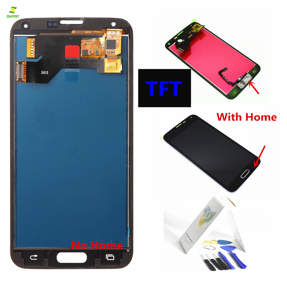 Дешево Новый TFT для samsung S5 font b lcd b font G900F ЖК дисплей сенсорный дигитайзер сборка совместимый для samsung Galaxy S5 G900 G900F ЖК