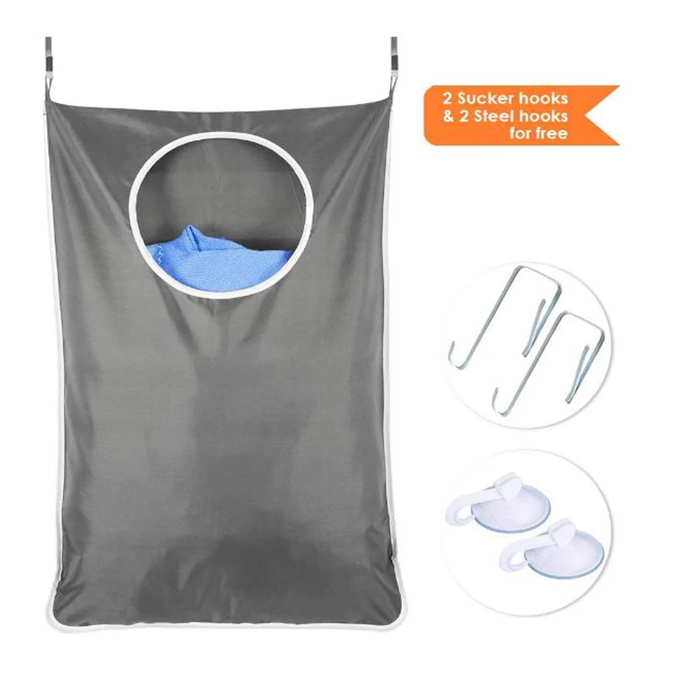 

Hanging Laundry Hamper Over the Door Large Capacity Dirty Clothes Storage Bag Bathroom Organizer Portable Durable Cloth Bag