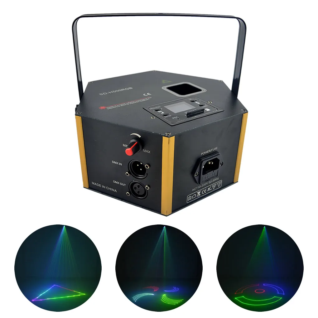 

AUCD SD Card 23CH DMX RGB 500mW Laser Edit Animation Projector Stage Lighting PRO DJ Home Show Scanner Lights SD-H500RGB