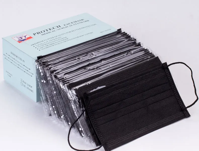 

50pcs 4 layer filter Non Woven Activated Carbon Disposable Face Mask Medical dental Earloop Anti-Dust Face Surgical Masks