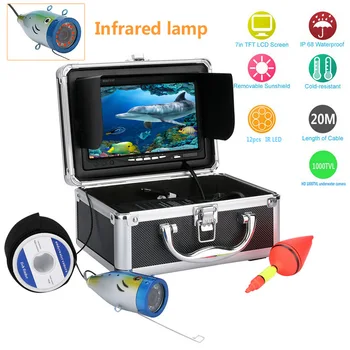 

7" Inch 1000tvl Underwater Fishing Video Camera Kit 12 PCS LED Infrared Lamp Lights Video Fish Finder 15M 20M 30M 50M