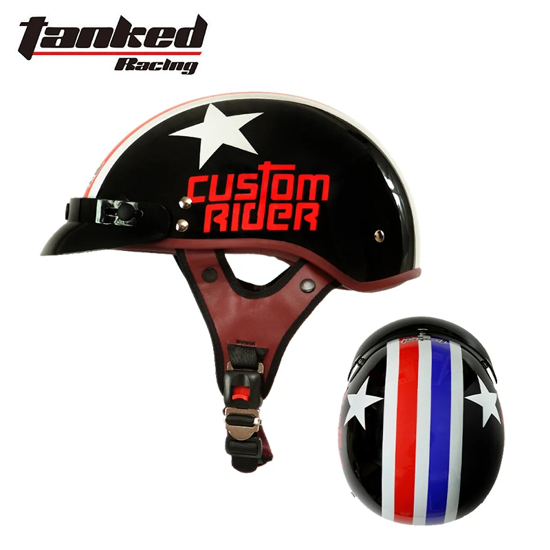 

TANKED racing vintage Motorcycle Summer half Helmet Women ECE DOT Men kids Motorbike Scooter Bicycle Half Face Helmets