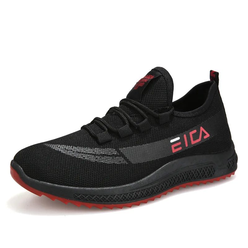 Дизайн черные повседневные мужские кроссовки Flyknit дышащая мужская обувь для шуток модная Нескользящая Мужская обувь с зубчатой подошвой
